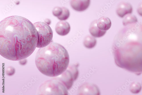 Abstract pink marble bubble gum balls background