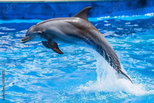 majestic dolphin leaping from crystalclear blue waters graceful marine mammal in motion