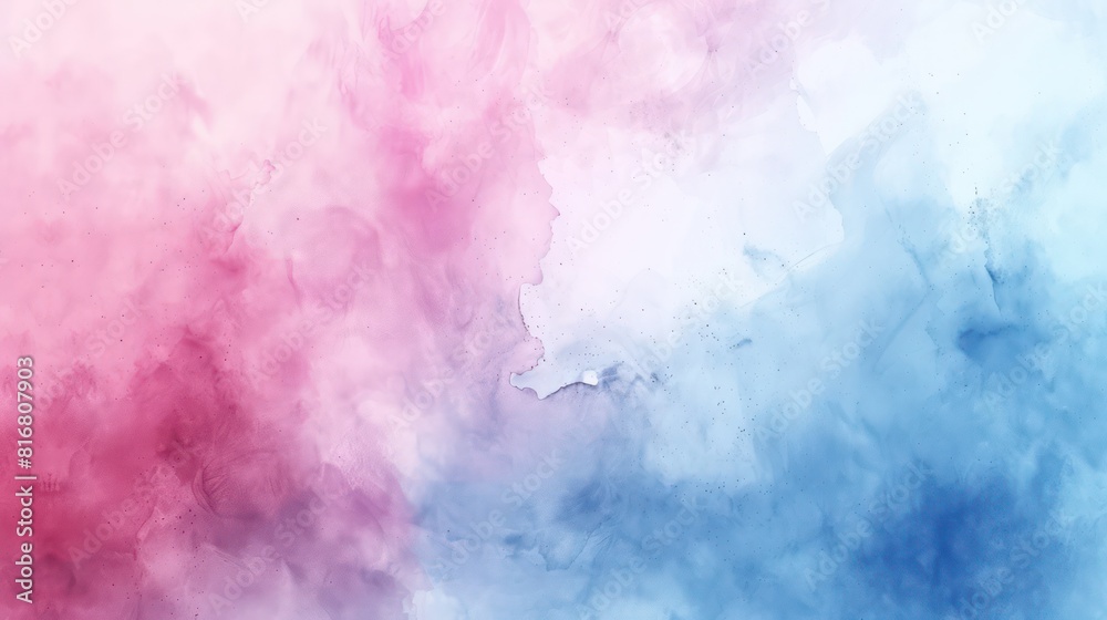 A watercolor painting of a pink, blue, and white background