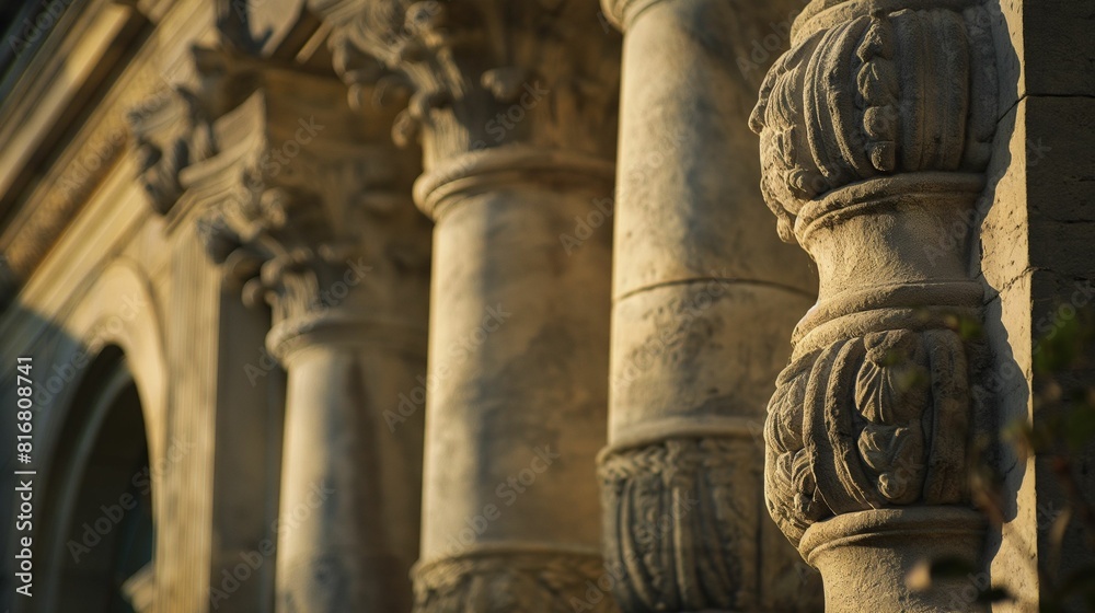 Ancient stone columns in golden sunlight. Ancient stone columns in golden sunlight.
