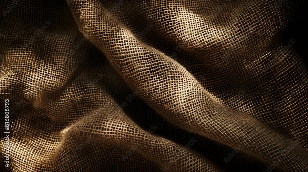 Naklejka premium Textured burlap fabric with intricate weaving details.