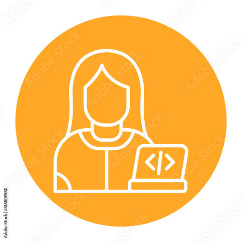 Web Designer Female vector icon. Can be used for Home Based Business iconset.