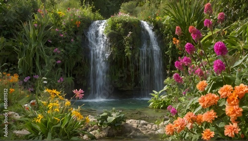 Au c  ur d un jardin luxuriant  une personne est assise en m  ditation  entour  e de plantes aux couleurs vives et de papillons virevoltants. Des cascades douces murmurent des m  lodies apaisantes. L air 