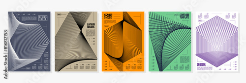 Elegant sharp blend line basic shape cover design set