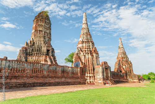 Awesome towers of Wat Chaiwatthanaram in Ayutthaya, Thailand photo