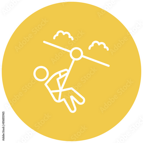 Zip Lining vector icon. Can be used for Adventure iconset.