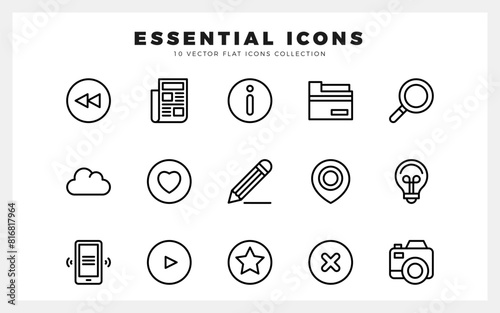 15 Essential Lineal icon pack. vector illustration. photo