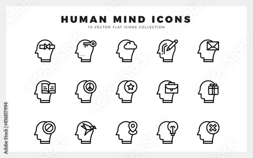 15 Human Mind Lineal icon pack. vector illustration.