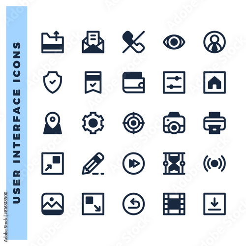 25 User Interface Lineal Fill icons pack. vector illustration.