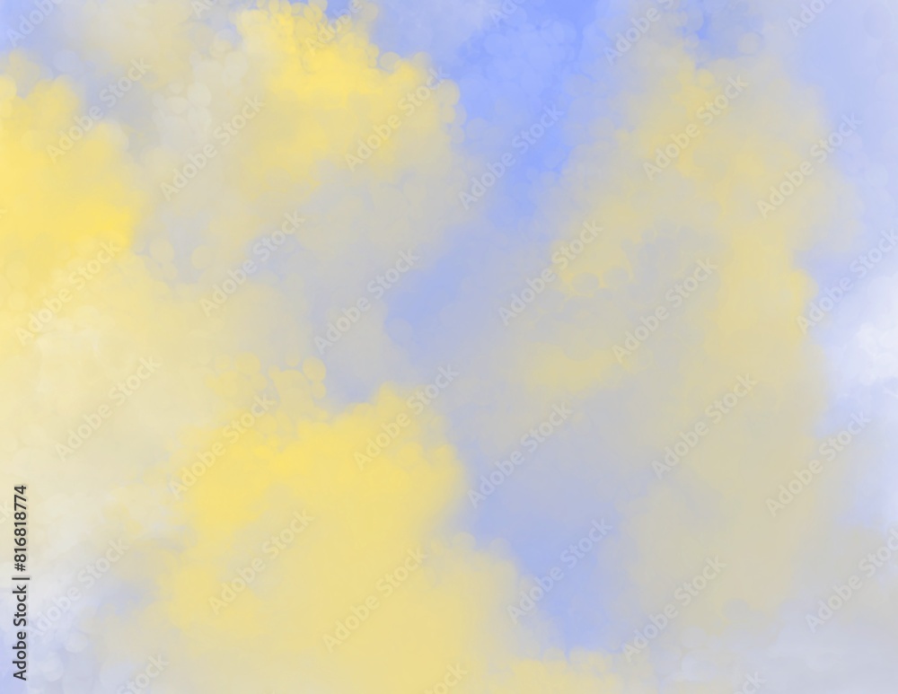 Abstract clouds background in blue and yellow colors