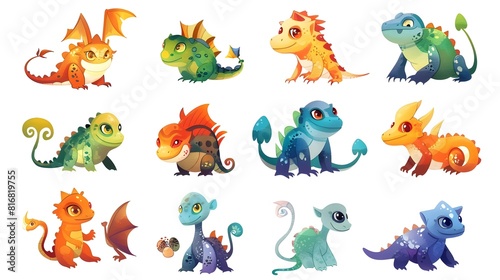 Cute and Colorful Cartoon Mythical Creature Collection