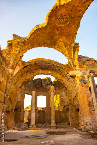 Villa Adriana or Hadrian's Villa. Roman archaeological complex at Tivoli, Italy