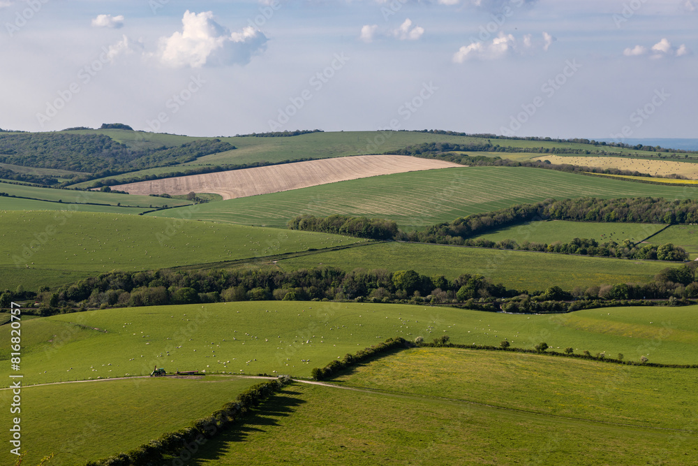A view over the South Downs from Kingston Ridge in Sussex, on a sunny day in May A view over the South Downs from Kingston Ridge in Sussex, on a sunny day in May
