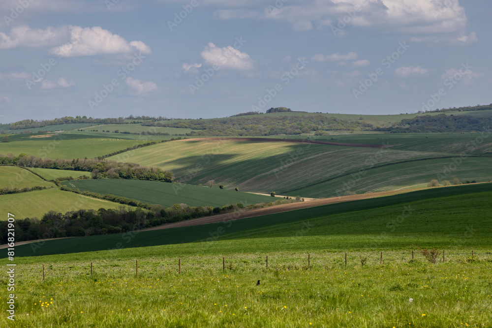 Looking out over an idyllic South Downs landscape on a sunny spring day Looking out over an idyllic South Downs landscape on a sunny spring day