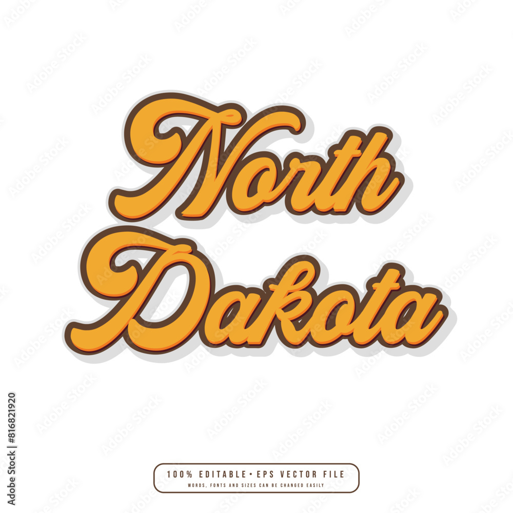 North Dakota hand made script font. Vector North Dakota text typography design for tshirt hoodie baseball cap jacket and other uses vector