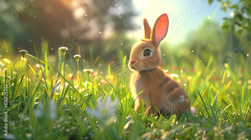 easter bunny in grass © Imtiaz