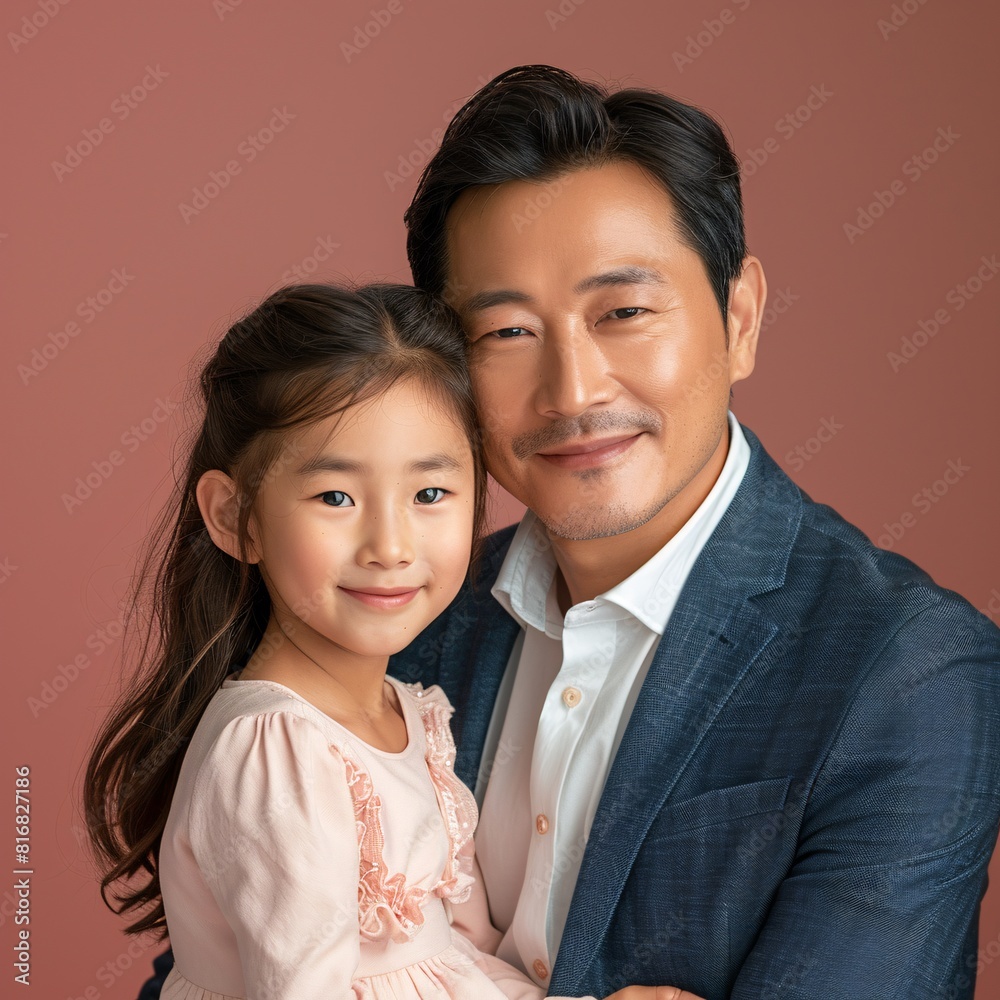 Asian father and little daughter 
