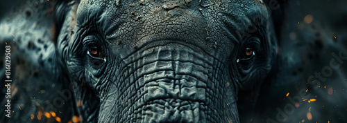 Closeup of an elephants textured skin, highlighting its wrinkles and folds photo