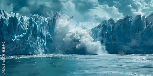 A group of icebergs floating on top of a body of water, The silent majesty of a glacier