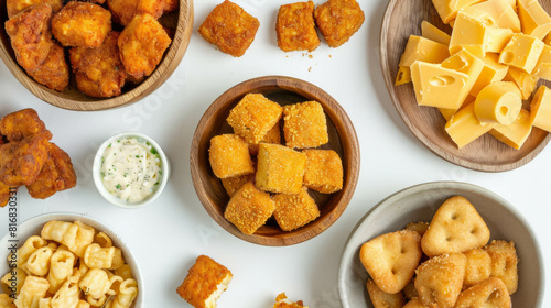 Discover the versatility of plant-based cuisine with tofu and nuggets, perfect for vegetarian and vegan diets. AI generative. photo