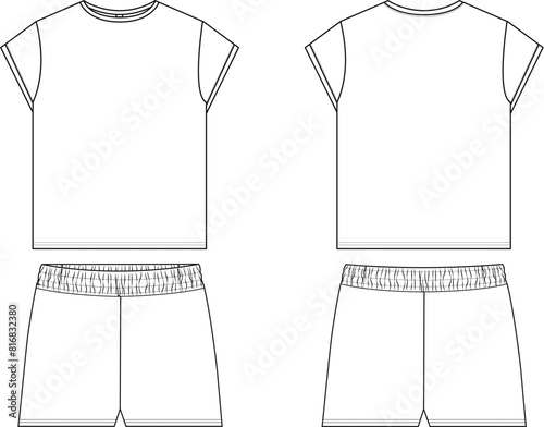 Schematic image of T-shirt and shorts
