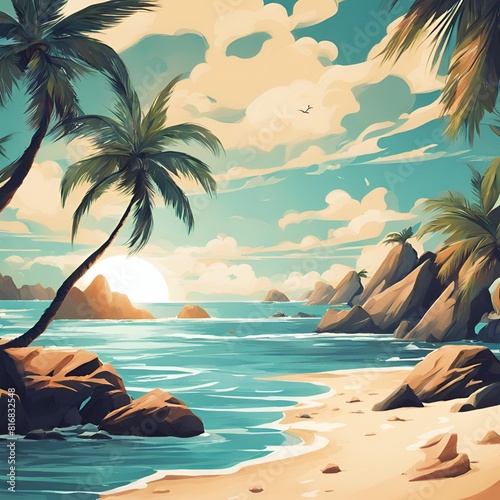 beach with palm trees