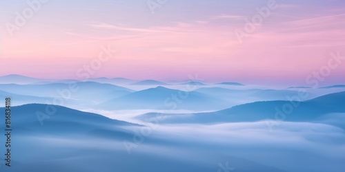 The image is of a beautiful landscape with a mountain range in the distance