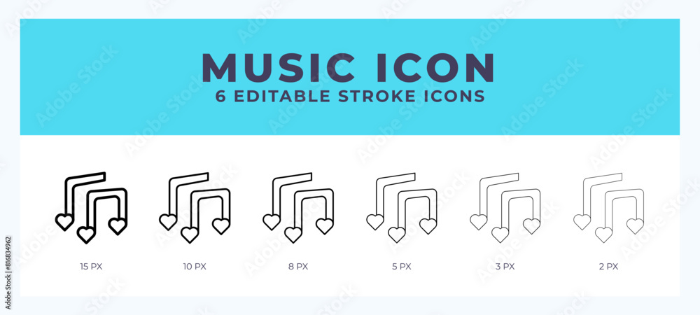 Music line icon. Vector icon symbol. Logo illustration. Editable line icon. Music line icon. Vector icon symbol. Logo illustration. Editable line icon.