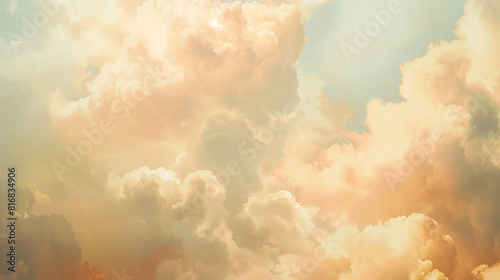 Background of Renaissance cloud sky painting Tranquility: Apricot, Yellow & Gold Clouds - Art
