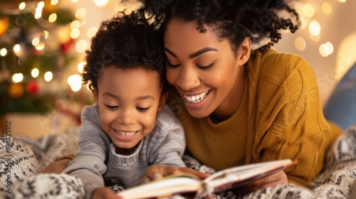 A heartwarming image of a mother and daughter reading a book together.