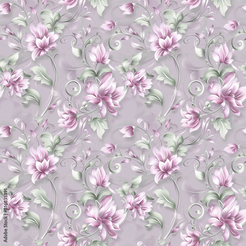 Obraz premium Floral purple color, form natural, seamless fabric pattern.