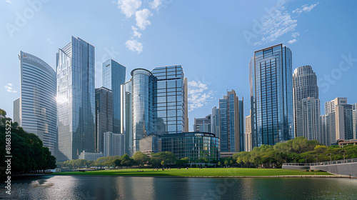 Illustration of high-end buildings in the city downtown CBD