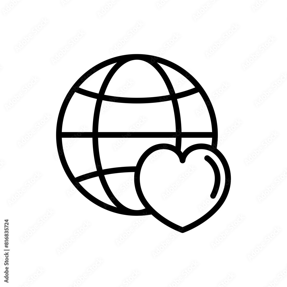 World donation line icon. Charity icon. Donation icon isolated on white background. Transparent background, minimalist symbol. Vector images