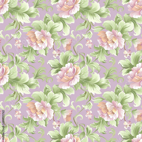 Floral purple color, form natural, seamless fabric pattern.