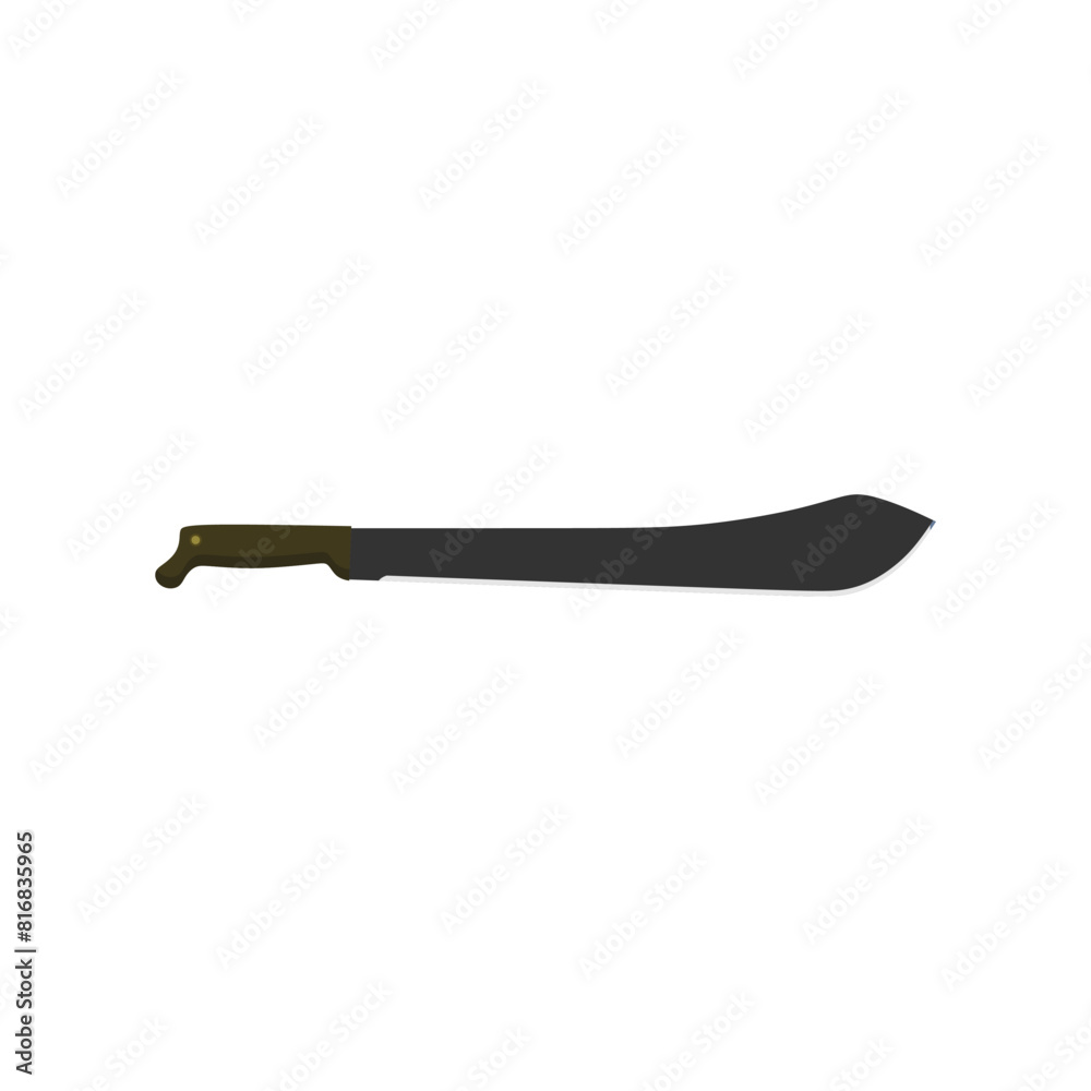 bolo machete flat design vector illustration isolated on white background. Military hunting knives, Combat weapon blades. Trapper sword and hunter knife blades. Protection concept. Warrior blades