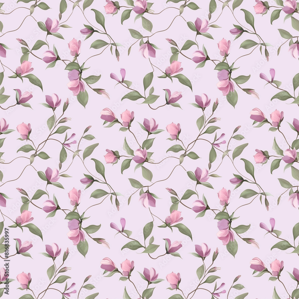 Fototapeta premium Floral purple color, form natural, seamless fabric pattern.
