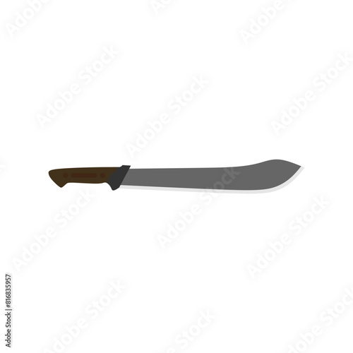 bolo machete flat design vector illustration isolated on white background. Military hunting knives, Combat weapon blades. Trapper sword and hunter knife blades. Protection concept. Warrior blades
