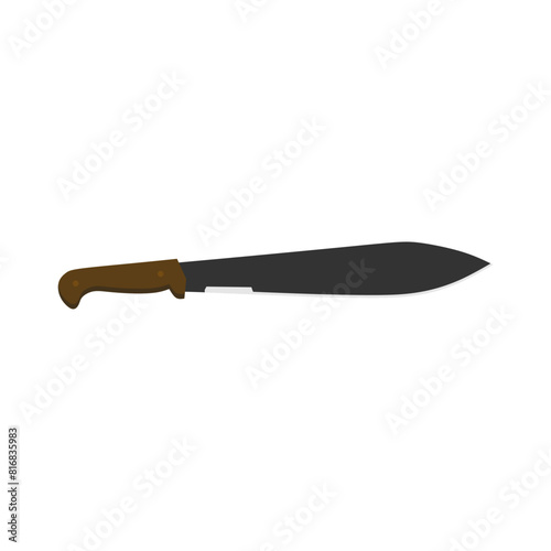 bolo machete flat design vector illustration isolated on white background. Military hunting knives, Combat weapon blades. Trapper sword and hunter knife blades. Protection concept. Warrior blades
