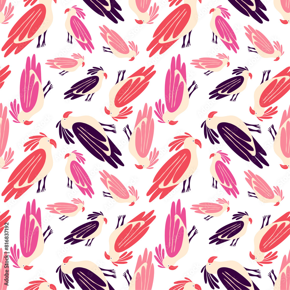 seamless pattern with birds and perrots  