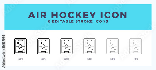 Air hockey icon illustration vector with editable stroke.