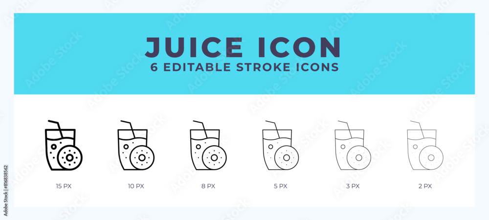 Juice line icon illustrations with editable strokes.