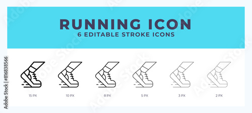 Running icon. Editable stroke line icon vector illustration.