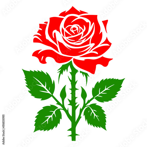 Rose with Thorns Vector Illustration