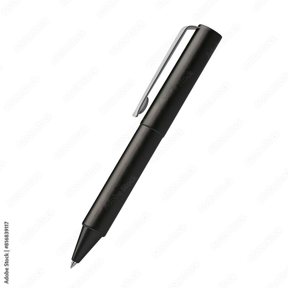 black pen with a silver clip isolated on transparent background black pen with a silver clip isolated on transparent background