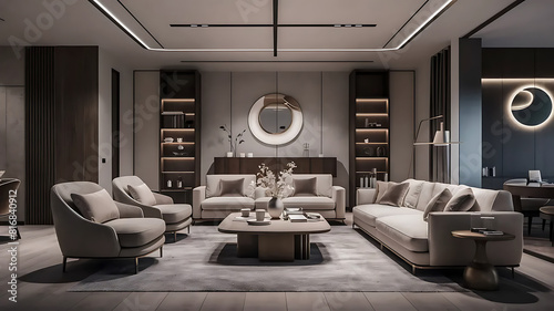 Crafting a Stylish Modern Room with Sleek Furniture, Minimalist Decor & Strategic Lighting for an Inviting Yet Refined Atmosphere