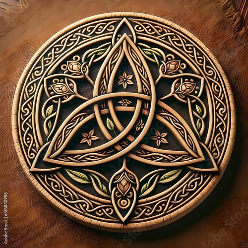 ornamental round wiccan triquetra