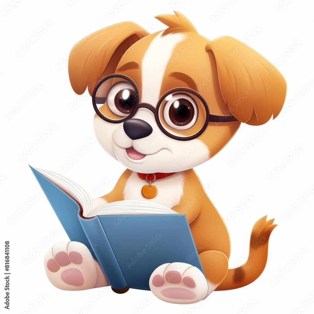 Dog reading a book watercolor tone, pastel, 3D Animator Dog reading a book watercolor tone, pastel, 3D Animator