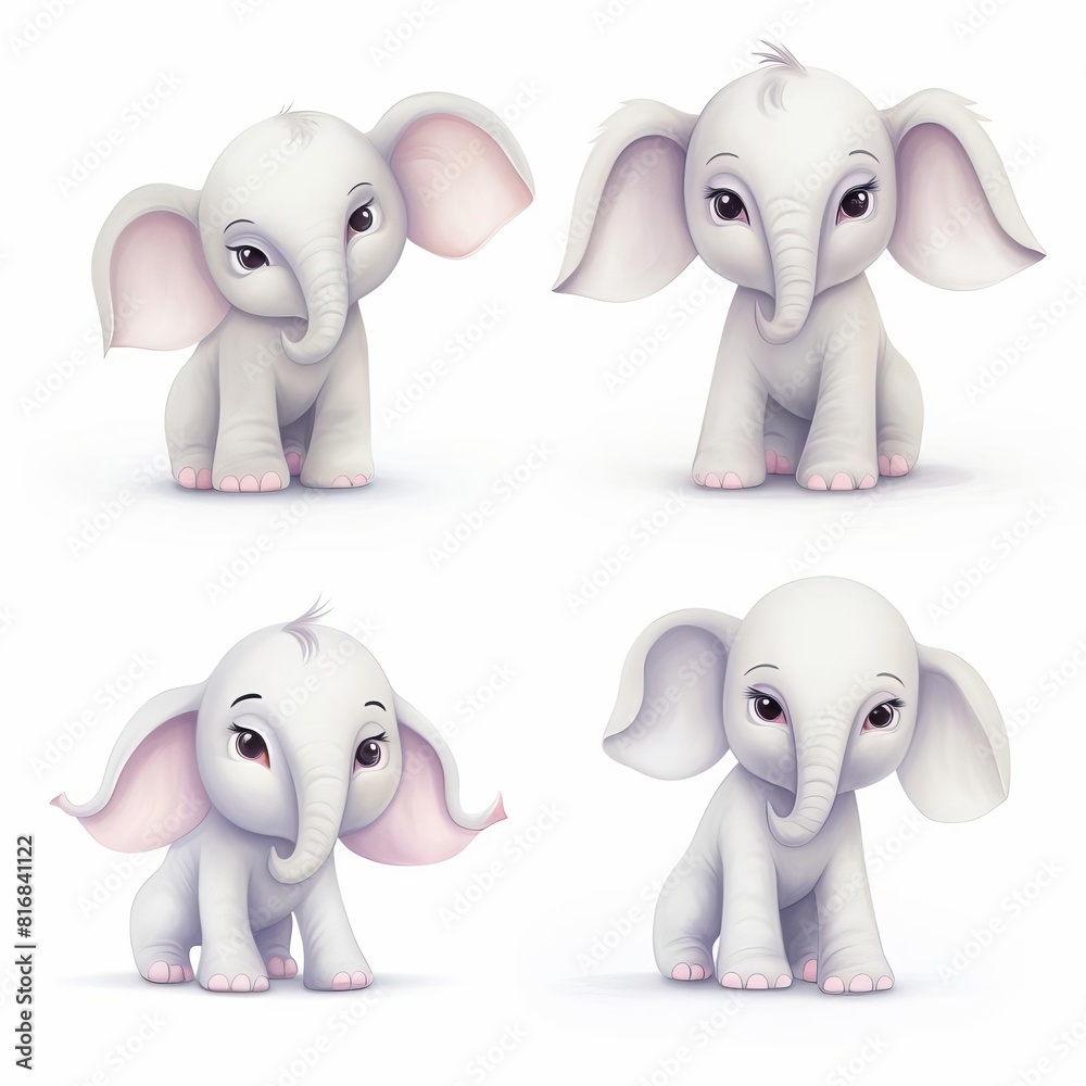 Baby animals, baby elephant watercolor tone, pastel, 3D Animator Baby animals, baby elephant watercolor tone, pastel, 3D Animator