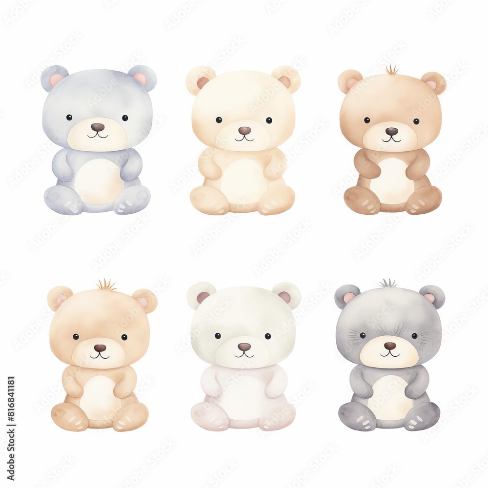 Baby animals, baby bear collection watercolor tone, pastel, 3D Animator Baby animals, baby bear collection watercolor tone, pastel, 3D Animator