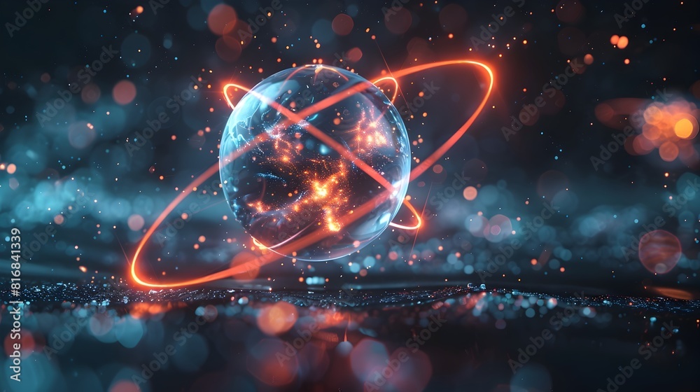 Quantum Energy Orb in Mysterious Dark Digital Landscape Quantum Energy Orb in Mysterious Dark Digital Landscape